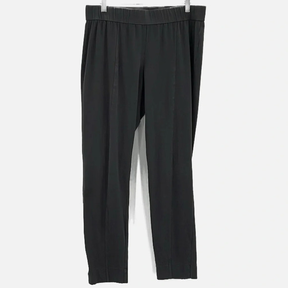 Eileen Fisher Organic Cotton & Spandex Stretch Ankle Slit Pull On Pants Gray- LG - Picture 1 of 7